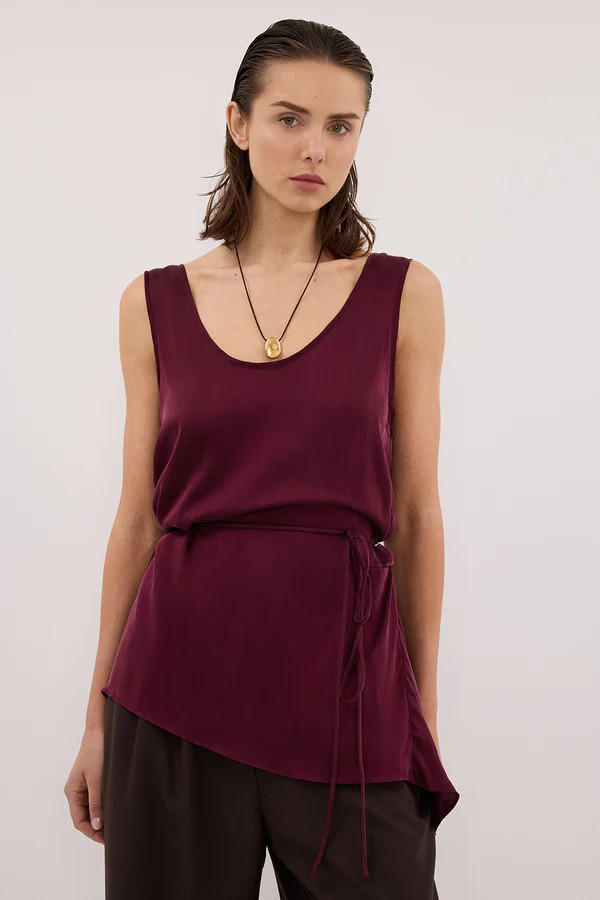 LETTIE MERLOT SILK CAMI TOP | DISSH