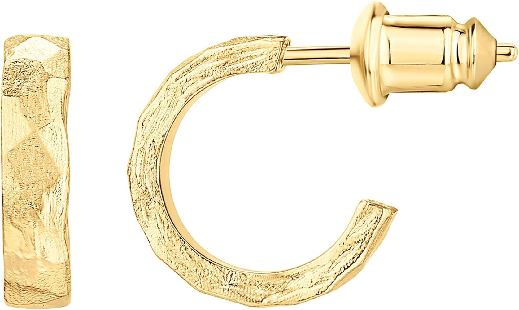 PAVOI 14K Gold Plated Thin Square Edge Open Hoop Earrings for Women | Trendy Lightweight Open Hoo... | Amazon (US)