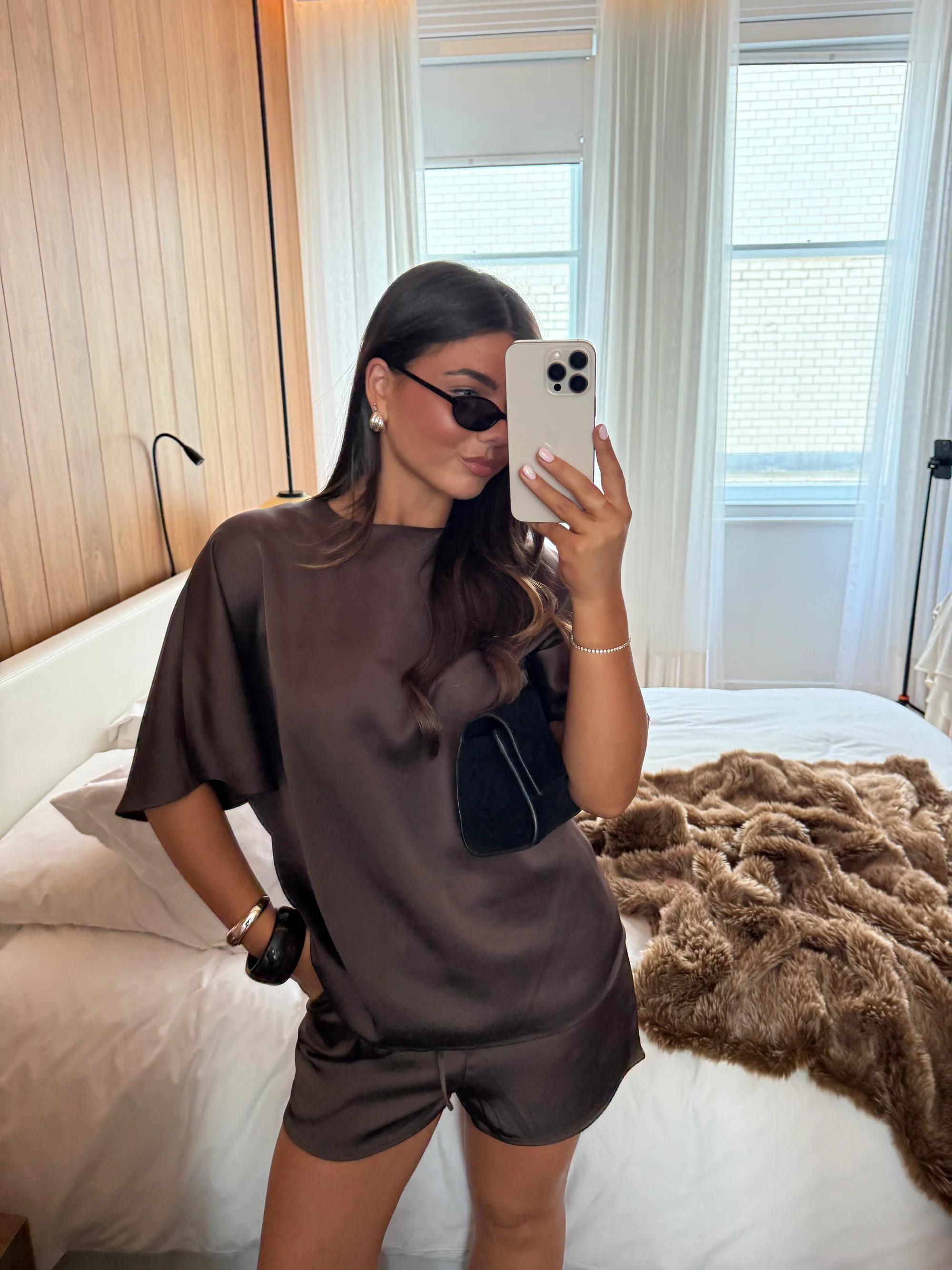 Breya Boxy Satin T-Shirt | Pretty Lavish (UK)