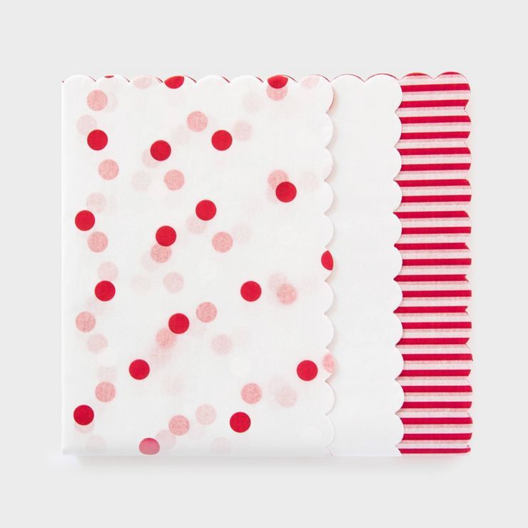 25ct Scallop Tissue Paper Red and White - Sugar Paper&#8482; + Target | Target