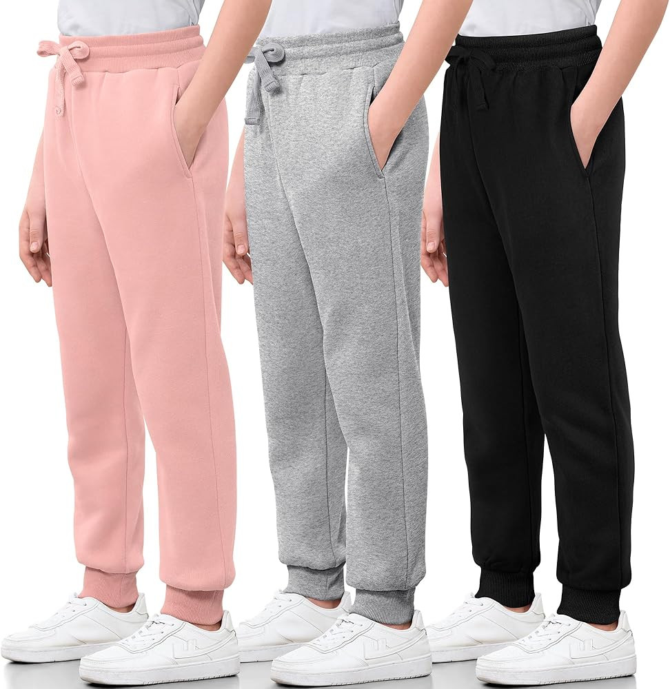 3 Pack Girls Sweatpants Cotton Fleece Girls Active Joggers Soft Athletic Sweat Pants for Kids You... | Amazon (US)