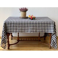 Linen Tablecloth 27 Colors, Gingham Tablecloth, Soft Flax Checkered Tablecloth, Oekotex Linen Christ | Etsy (US)