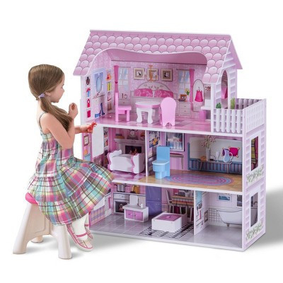 Costway 28'' Pink Dollhouse w/ Furniture and Play Accessories  for Girls | Target