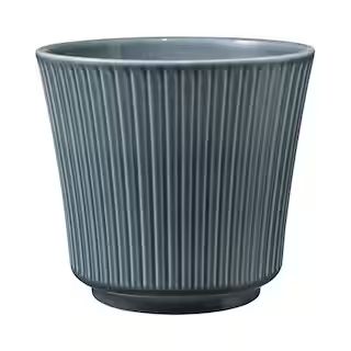 7.9 in. x 7.9 in. D x 7.1 in. H Leeanne Small Glossy Blue Textured Ceramic Pot | The Home Depot