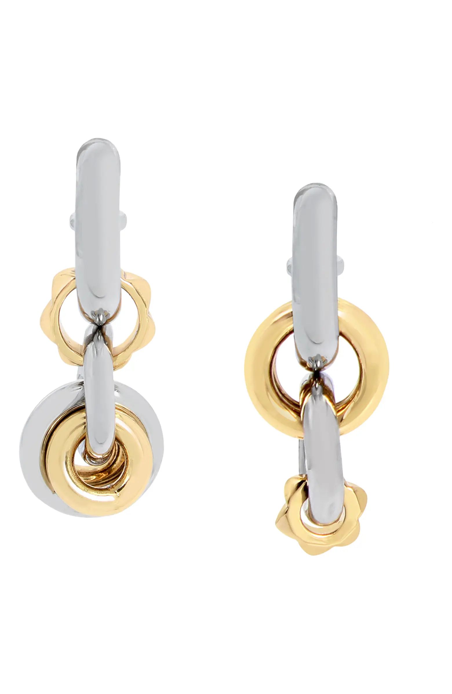 Two-Tone Link Drop Huggie Hoop Earrings | Nordstrom