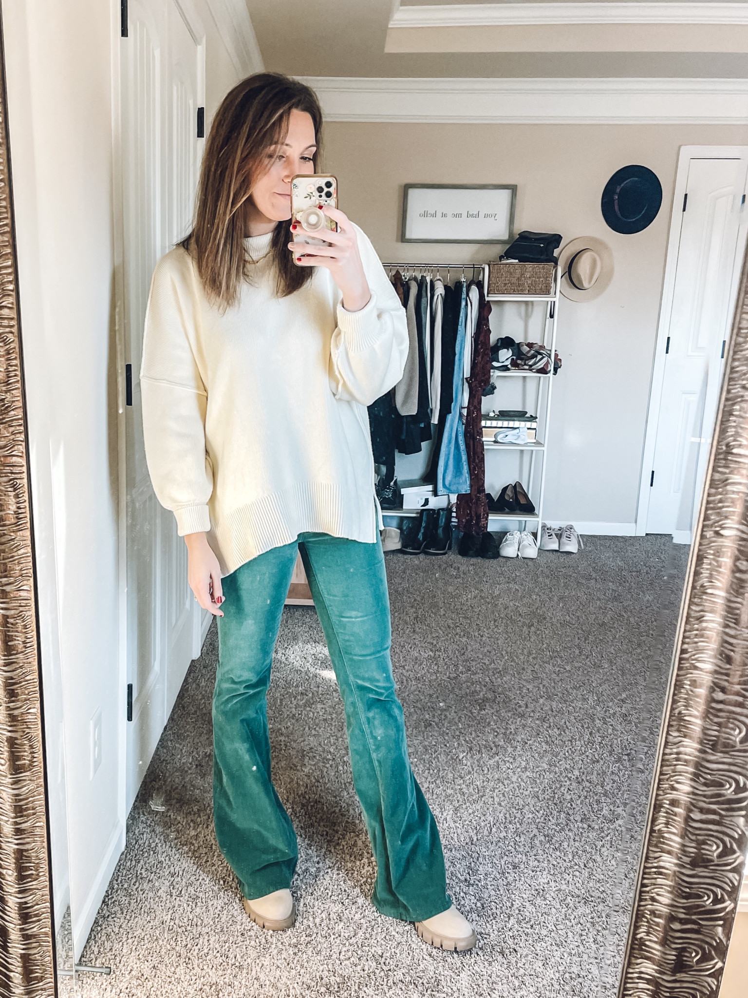 These pants are SO GOOD!! I feel like I’m wearing leggings and the flare is so flattering! Perfect amount of stretch & come in other colors! I’m eyeing the deep brown color 😍 Wearing a 26 and they fit TTS. 
Sweater is a Free People Easy Street Tunic look alike! I normally size down in FP but I would go up a size in this one to get the oversized FP vibes.
Shoes are old but I linked nearly the exact same Chelsea boot & it’s on sale! 🙌🏼

#LTKshoecrush #LTKHoliday #LTKsalealert