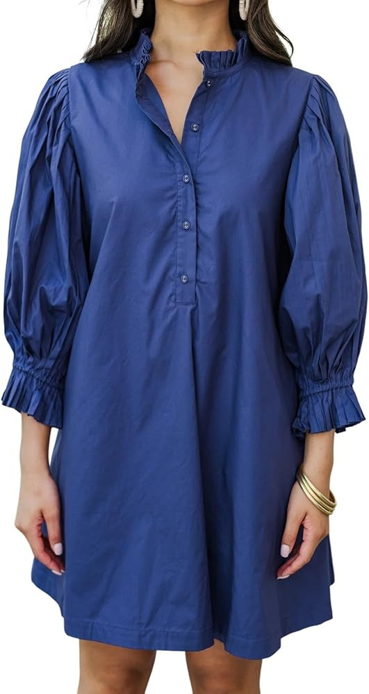 PINUPART Women's Chic Long Bubble Sleeve Tie Back Dress | Amazon (US)