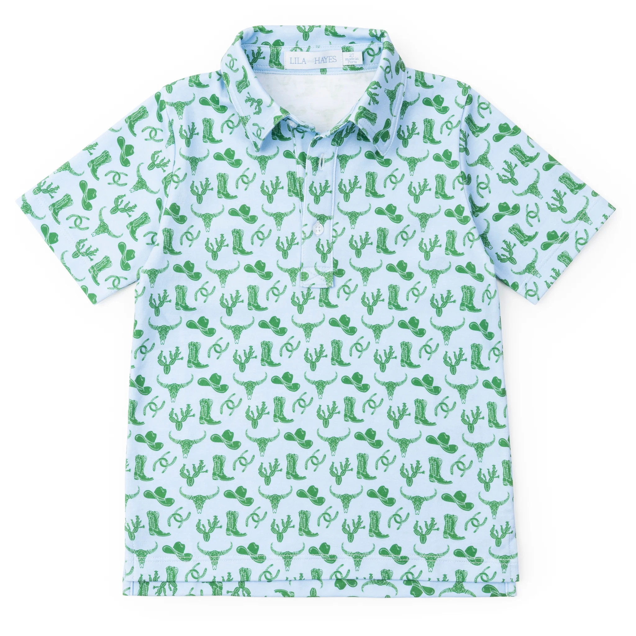 Griffin Boys' Pima Cotton Polo Golf Shirt - Wild West Blue | Lila and Hayes