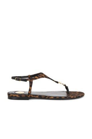 Saint Laurent Cassandra Flat Sandal in Brown | FWRD 