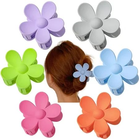 ALYLY Flower Claw Clip for Women Candy Colors Large Claw Hair Clips for Women 6 Colors Pack (Set C) | Walmart (US)