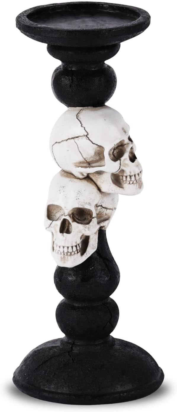 OYATON Pillar Candle Holder for Halloween Decoration Indoor, Skull Candlestick Holder for 3 Inche... | Amazon (US)