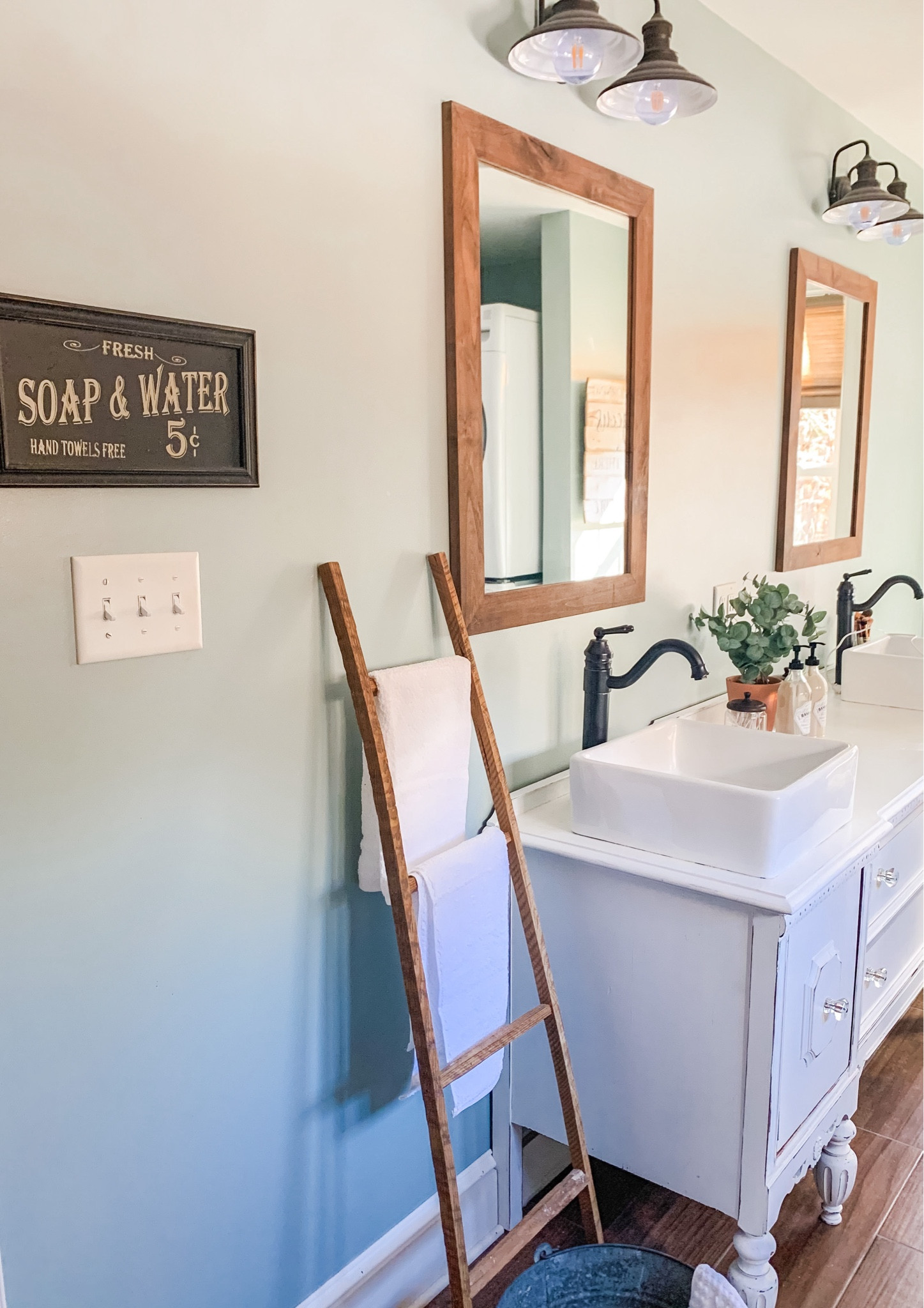 Bathroom Double Vanity 

Modern farmhouse bathroom, shabby chic bathroom, wall mirror, towels, sinks, faucets, bathroom decor, light fixtures, Wayfair finds, amazon finds, Amazon deals, antique furniture 

#LTKU #LTKhome #LTKstyletip