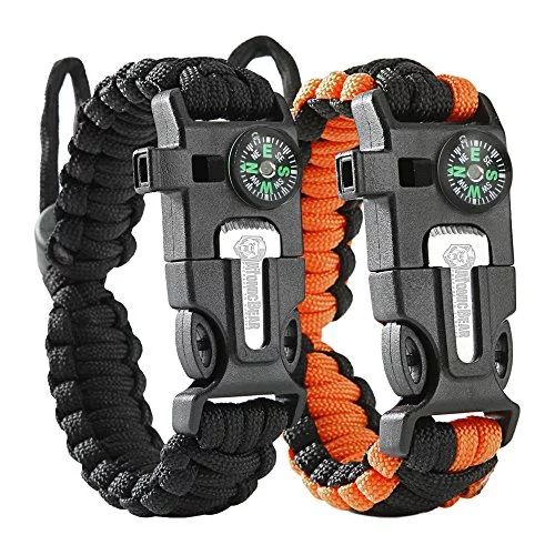 Survival Bracelet [2 pack] - Paracord 550 + Compass + Fire Starter + Loud Whistle + Emergency Kni... | Walmart (US)