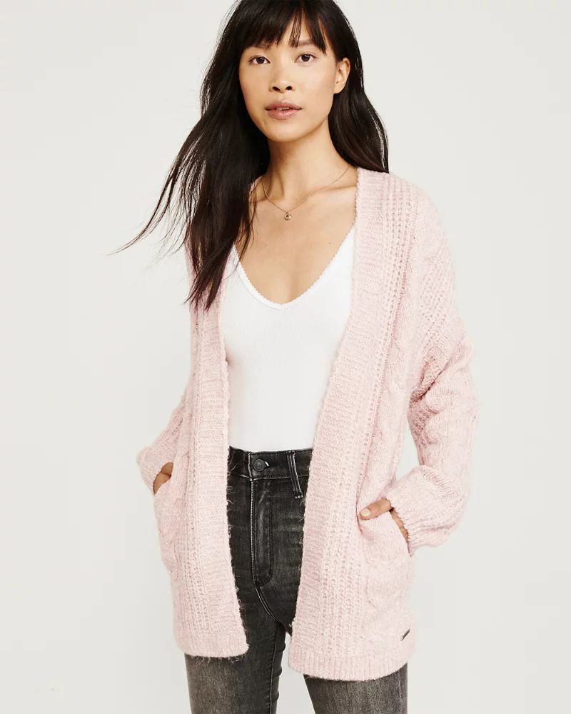 Puffed Sleeve Cable Cardigan | Abercrombie & Fitch US & UK