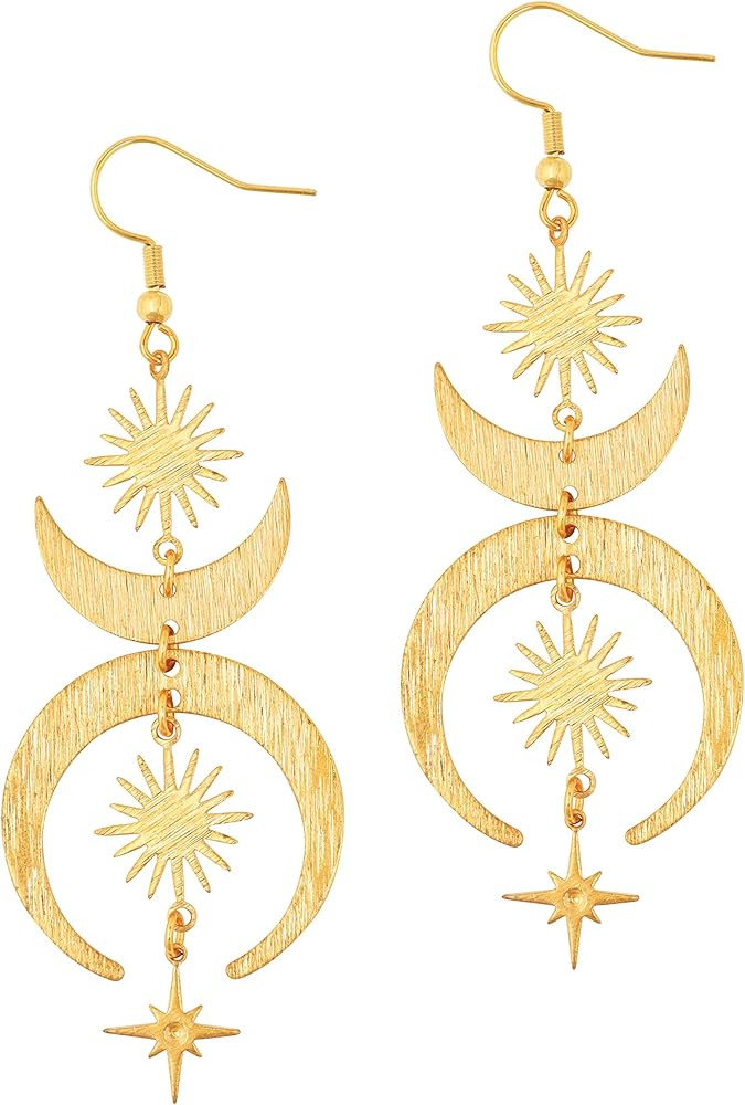 Sacina Boho Gothic Sun and Moon Earrings, Moon Earrings, Star Earrings, Celestial Earrings Dangle... | Amazon (US)