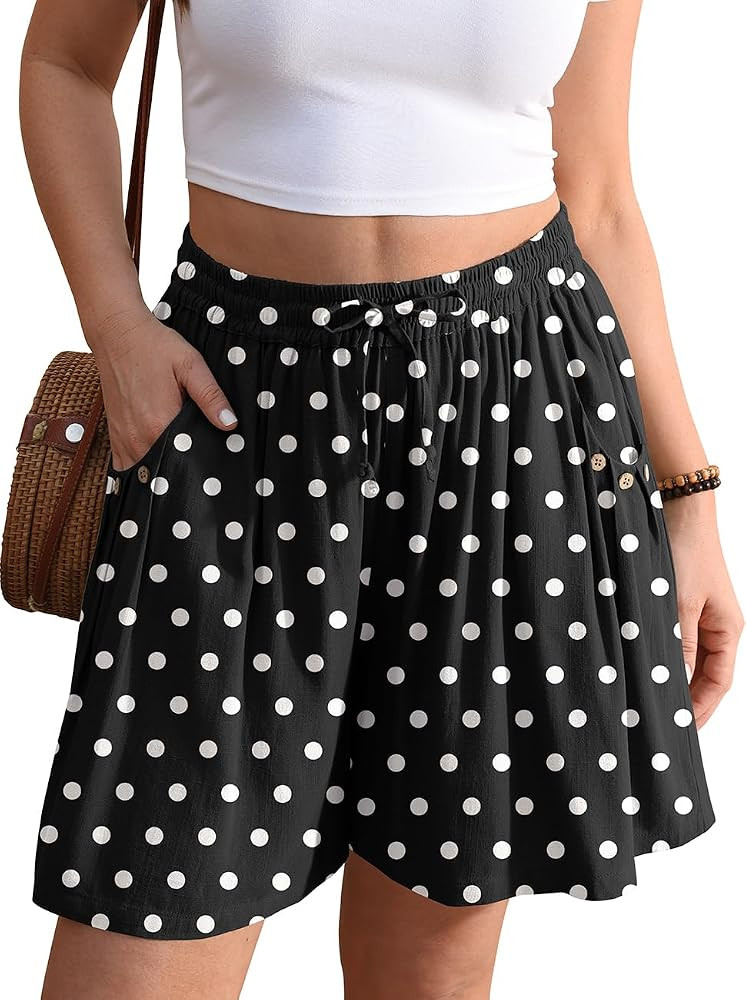 TARSE Linen Shorts for Women Wide Leg 5" Inseam Flowy Baggy Summer | Amazon (US)