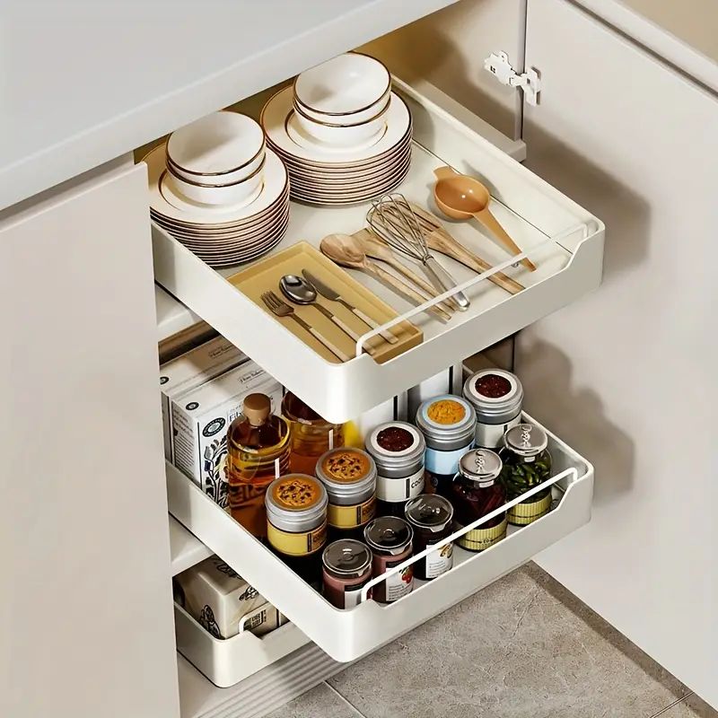 Dish Rack Sink Pull Type Cabinet Built in Organizer Kitchen - Temu | Temu Affiliate Program