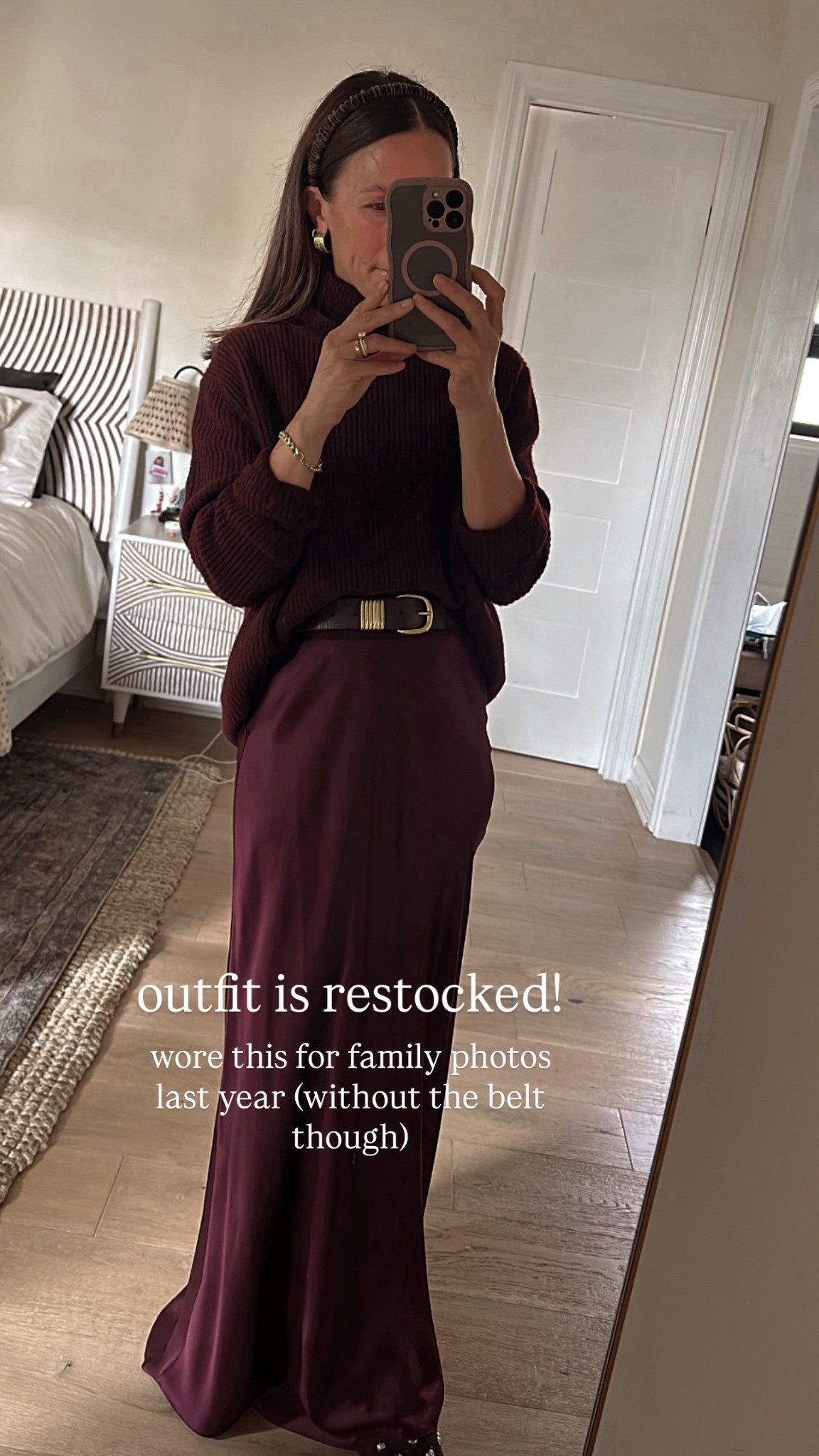 Pinot slipdress  and sweater restocked! I went up 2 sizes in the sweater for an oversized fit. Wore this for family photos last year. 

#LTKPetite #LTKOver40