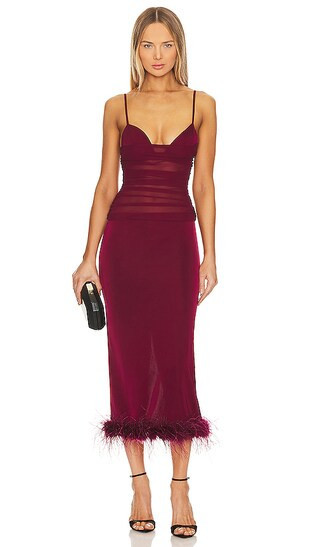 NBD Rhiannon Midi Dress in Burgundy. - size L | Revolve Clothing (Global)