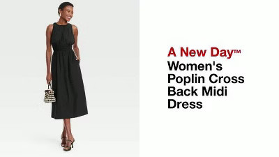 Women's Poplin Cross Back Midi Dress - A New Day™ | Target