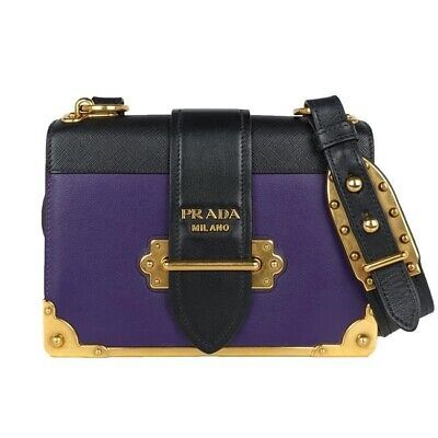 Prada Cahier Medium Purple Leather Cross Body Bag | eBay US