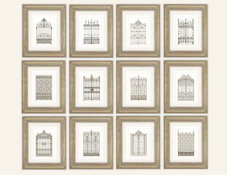 Set of 12 French Architectural Drawings of Iron Gates Archival Quality Print on Watercolor Paper ... | Etsy (US)