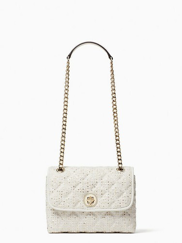 KATE SPADE NATALIA SEQUIN TWEED SMALL FLAP CROSSBODY QUILTED BAG WHITE 767883695043 | eBay | eBay US
