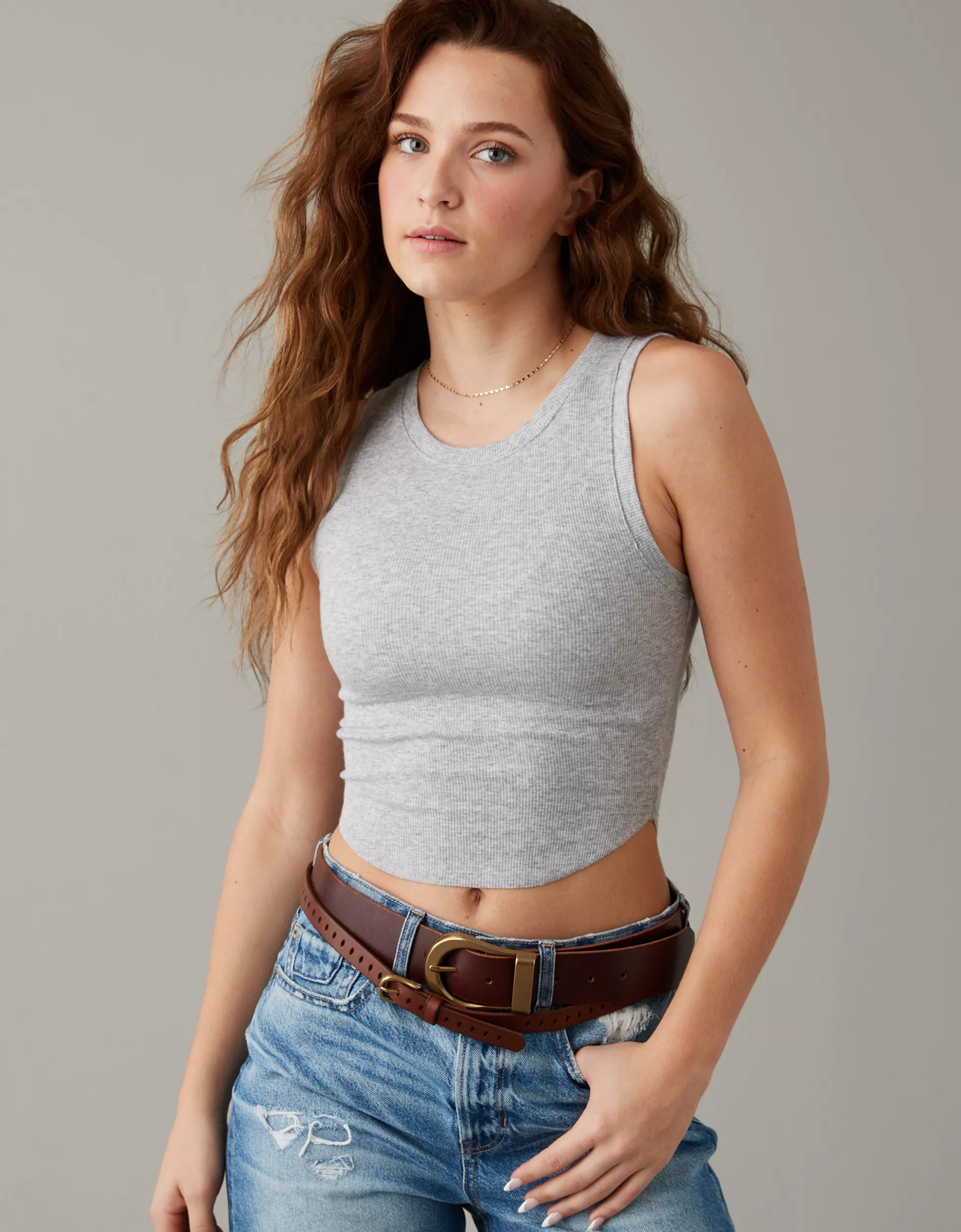AE Cropped High Neck Daily Fave Tank Top | American Eagle Outfitters (US & CA)