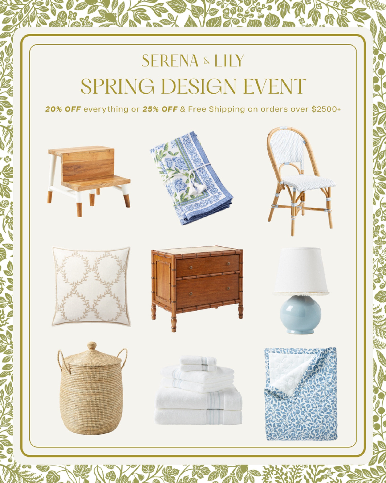  One of my favorite spring home sales, the Serena & Lily Spring Design Event, is here -- with 20 to 25% off everything! See my blog post for a complete list of my top picks from the sale! 



#LTKSaleAlert #LTKSeasonal #LTKHome