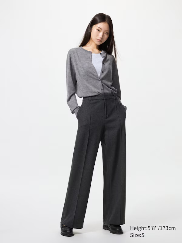 Pantalon large en jersey brossé (Long) | Uniqlo FR