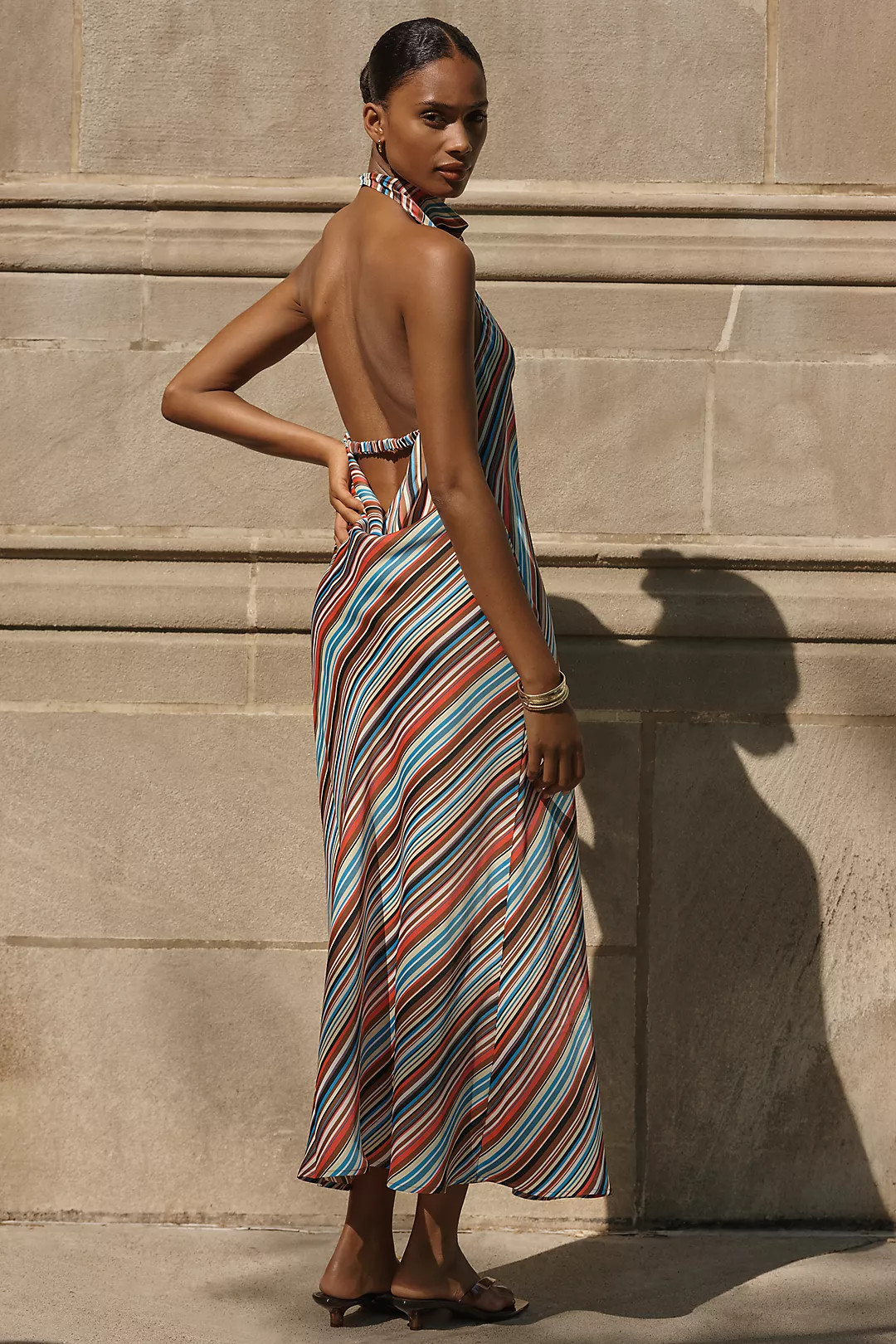 Maeve Jamie Satin Halter Maxi Dress | Anthropologie (US)