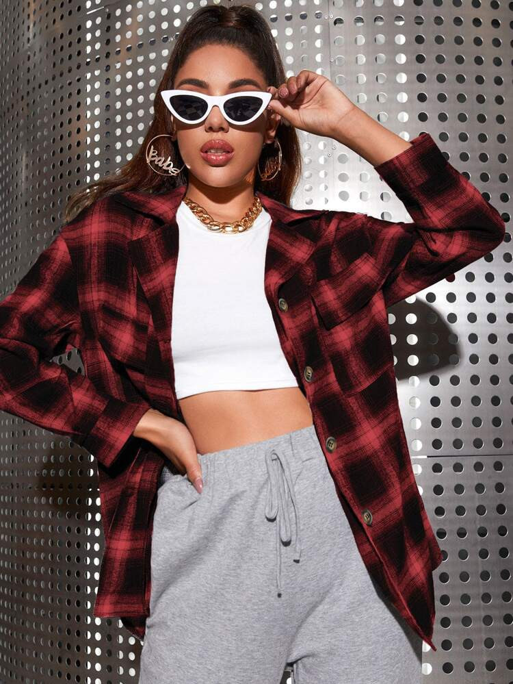 Plaid Flap Pocket Shirt | SHEIN