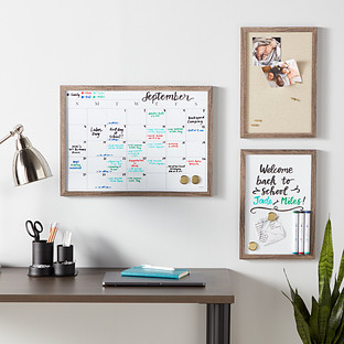U Brands® 17-Piece Dry Erase & Cork Board Organization Kit White/Rustic Wood | The Container Store