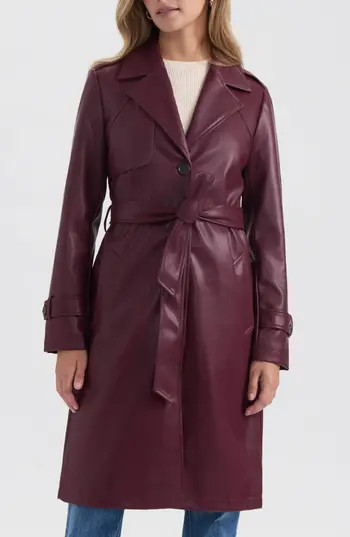 NVLT Faux Leather Trench Coat in Wine at Nordstrom Rack, Size Small | Nordstrom Rack