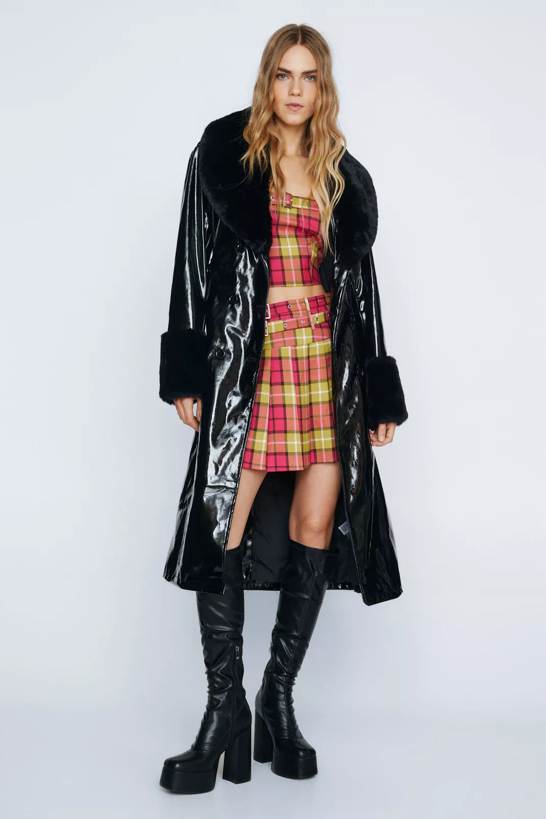 Faux Fur Collar Vinyl Trench | Nasty Gal (US)