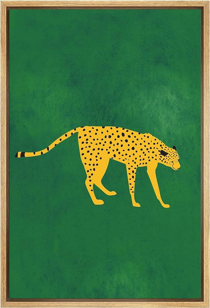 SIGNWIN Framed Canvas Print Wall Art Preppy Room Decor African Cheetah Cat Green Background Natur... | Amazon (US)