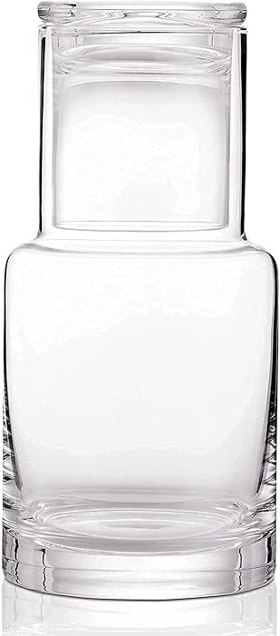Bedside Carafe and Glass Set, Use Tumbler as Lid Night Water Carafe for Nightstand, Mouthwash Dis... | Amazon (US)