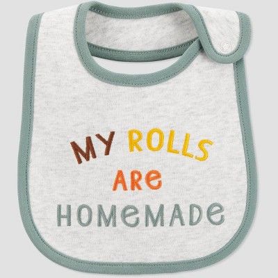 Baby 'My Rolls are Homemade' Thanksgiving Bib - Just One You® made by carter's Green/Gray | Target