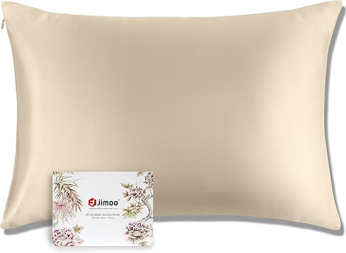 J JIMOO 100% Mulberry Silk Pillowcase for Hair and Skin, Both Sides 19 Momme Pure Natural Silk Pi... | Amazon (US)