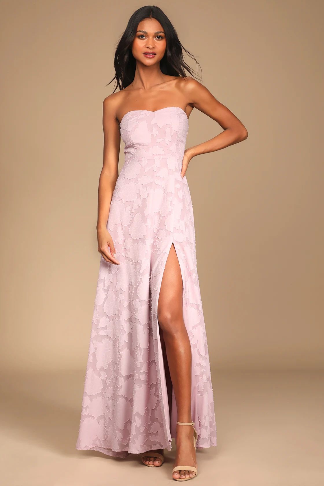 Garden of Romance Light Pink Floral Burnout Strapless Maxi Dress | Lulus (US)