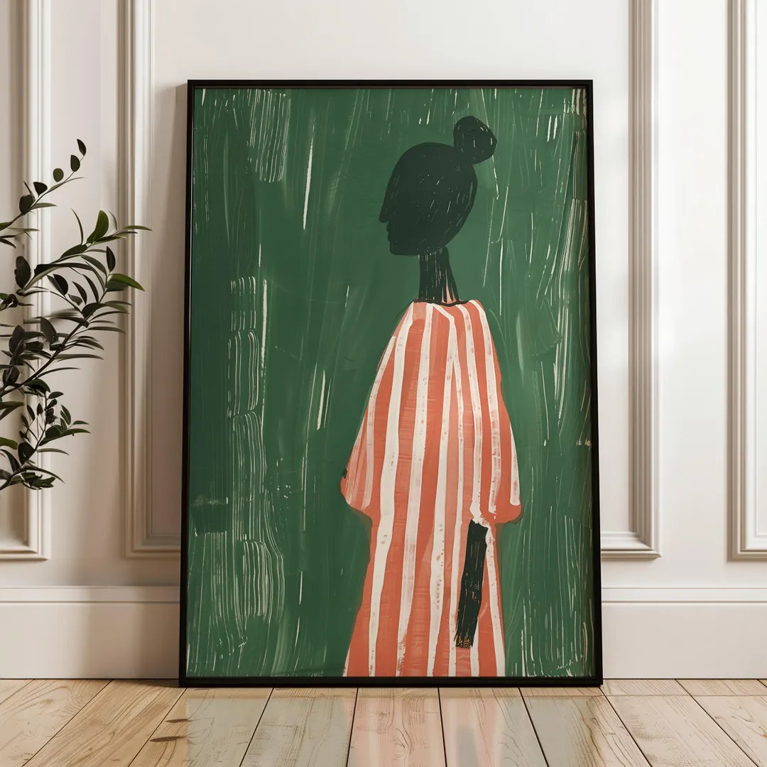 Emerald Green Abstract People Large Wall Art Contemporary Artwork Minimalist Print Living Room Wa... | Etsy (US)