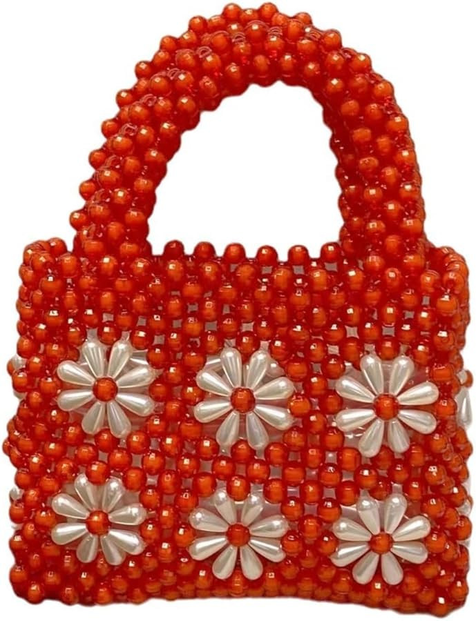 Women Beaded Handbags Elegant Handmade Weave Purse Crystal Pearl String Tote Bags for Banquet Wed... | Amazon (US)