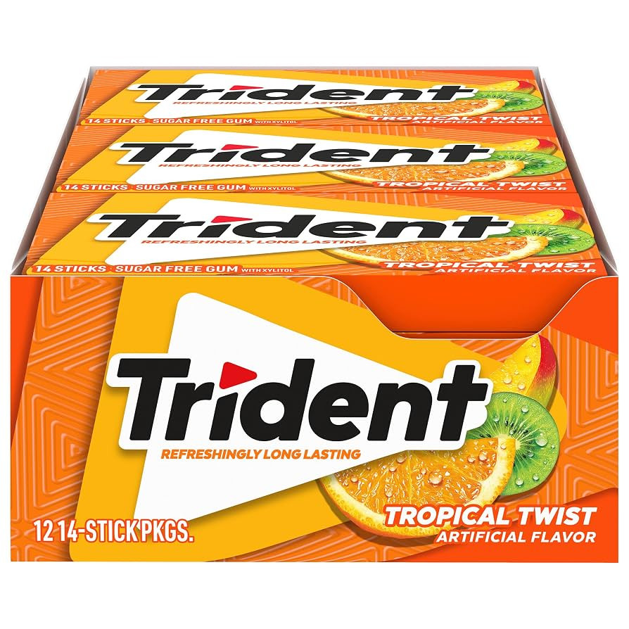 Trident Tropical Twist Sugar-Free Chewing Gum, 14 Count (Pack of 12) (168 Total Pieces) | Amazon (US)