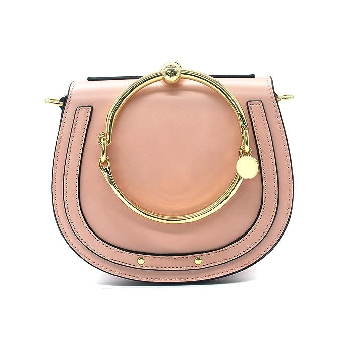 Women Punk Circular Ring Handle Handbags Small Round Purse Crossbody Bags for Girls | Amazon (US)