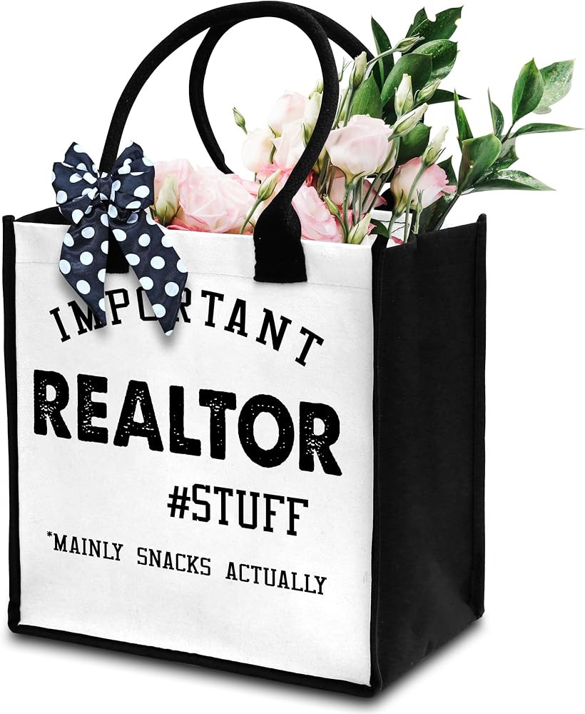 Realtor Tote Bag For Women, Canvas Tote For Working Traveling Shopping, Aesthetic Beach Bag With ... | Amazon (US)