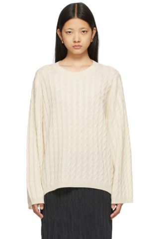 Off-White Cashmere Cable Knit Sweater | SSENSE