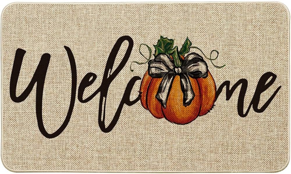 Artoid Mode Bow Tie Pumpkin Fall Welcome Doormat, Autumn Home Decor Low-Profile Switch Rug Door M... | Amazon (US)