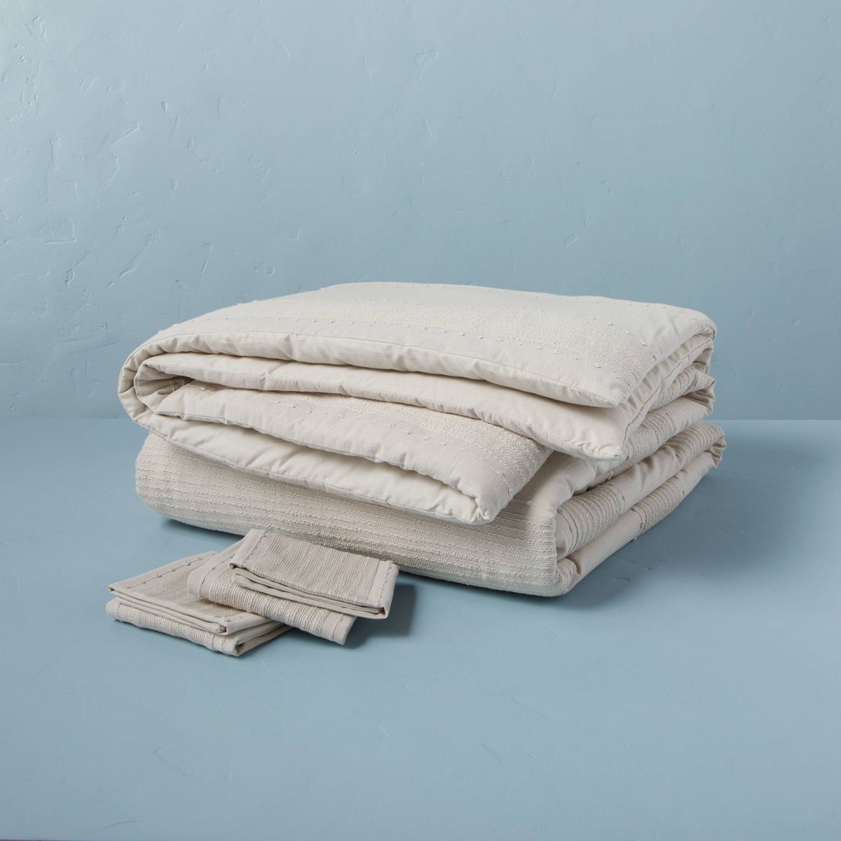 3pc Slub Center Stripe Comforter Set Twilight Taupe - Hearth & Hand™ with Magnolia | Target