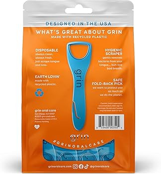 GRIN Tongue Cleaner, 48 Count, Disposable Tongue Cleaner, Hygienic Scraper, Recycled Plastic, Cle... | Amazon (US)