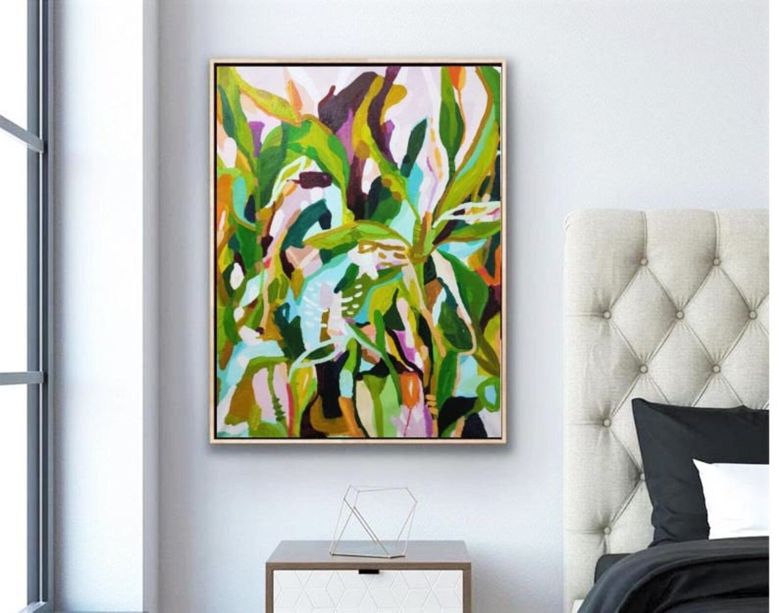 Floral Abstract Painting Botanic Large Canvas Art Green | Etsy | Etsy (US)